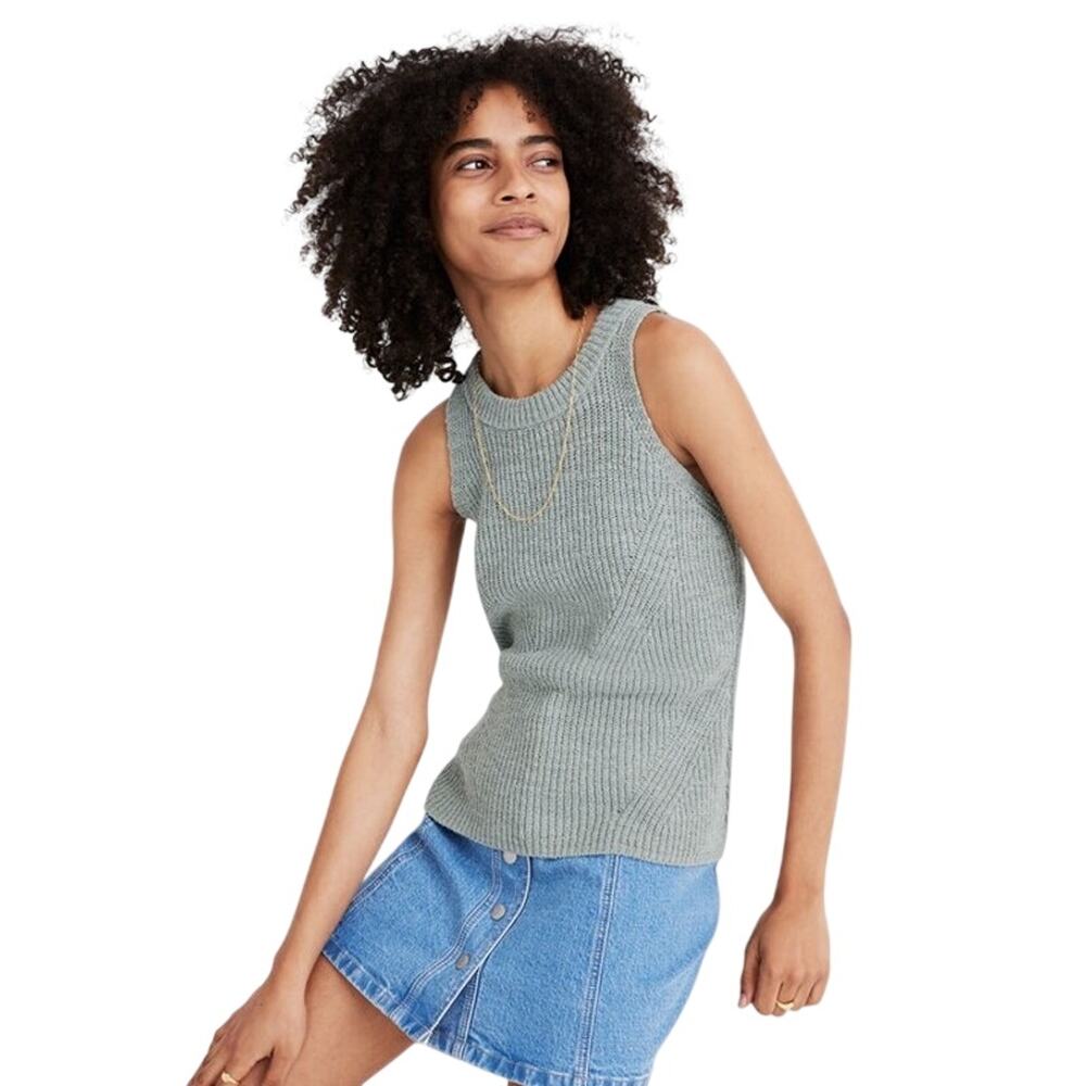 Madewell Jensen Sweater Tank Top in Frosted Sage, XL